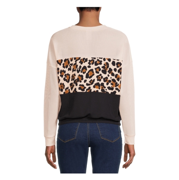 2 Juniors Color Block top shirt size 1,3 Leopard/Marble Navy/Nude/Grey - Picture 3 of 5